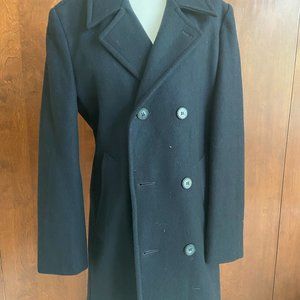 VINTAGE Men's Pea Coat Navy Wide Lapel